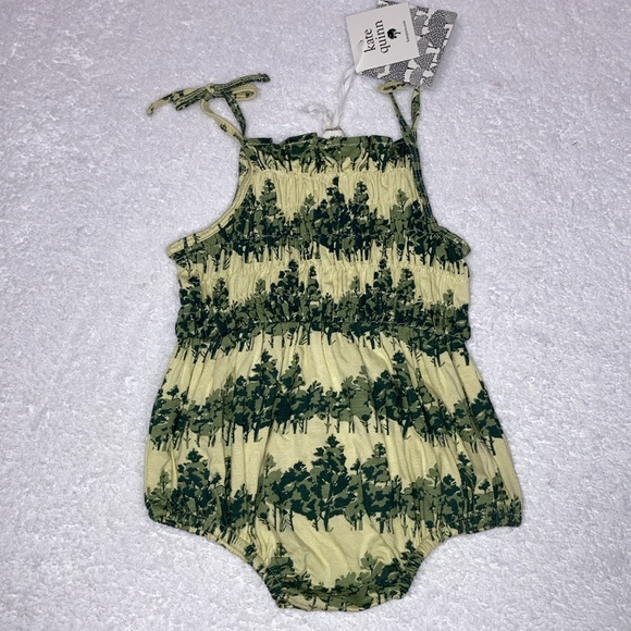 NWT sleeveless bubble | watercolor pine | bamboo kate quinn sunsuit 3/6m - Picture 4 of 7